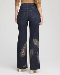 Petite Embellished High-Rise Wide-Leg Jeans