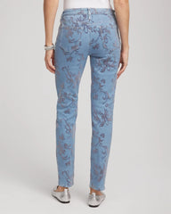 Petite Girlfriend Slim Ankle Flocked Jeans