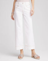Petite No Stain Pull-On Wide Leg Cropped Jeans