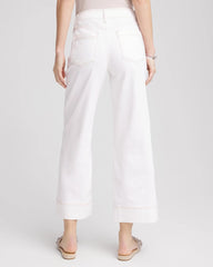 Petite No Stain Pull-On Wide Leg Cropped Jeans