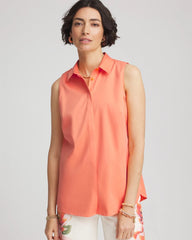 No Iron™ Sleeveless Sateen-Stretch Shirt
