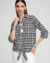 No Iron™ Plaid Tie-Front Top