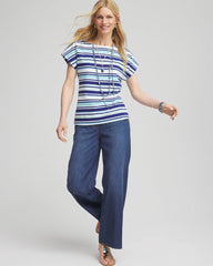 Stripe Modern Cap Sleeve Tee