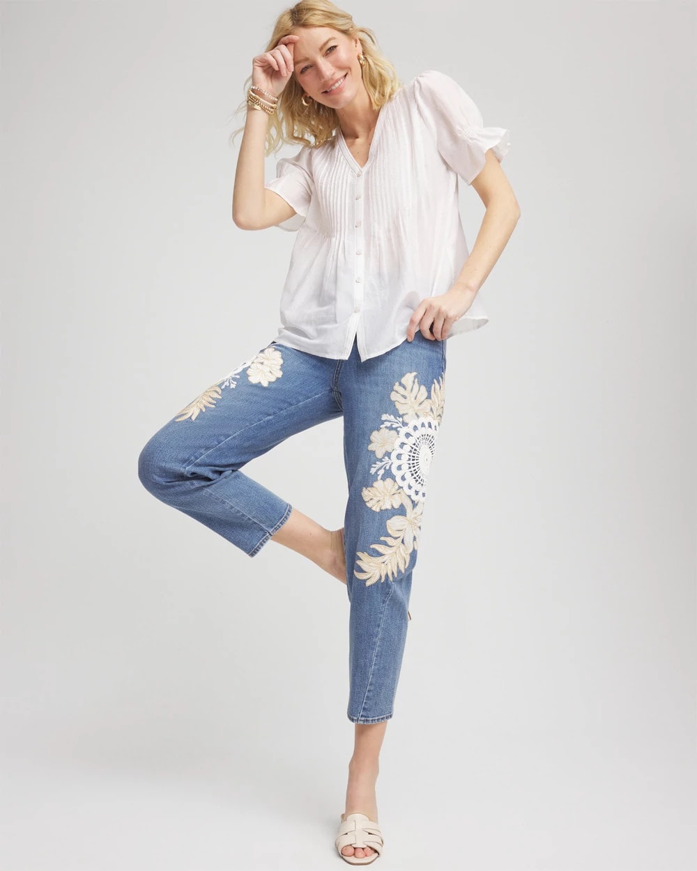 Embellished Tapered Cropped Jean