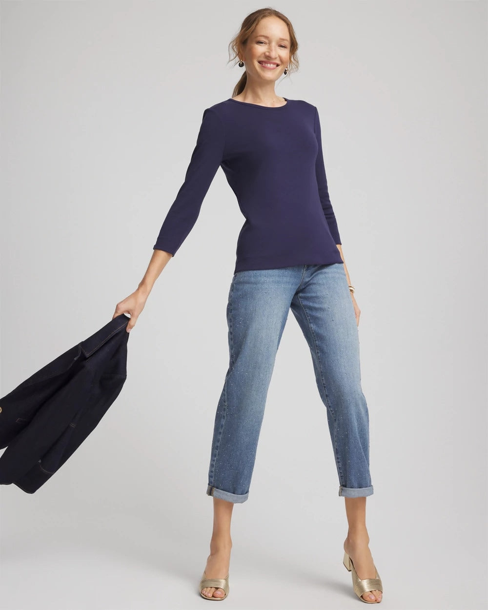 Pima Cotton Crewneck Button Tee
