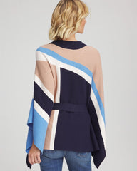 Belted Colorblock Poncho