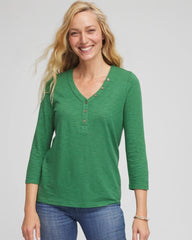 Slub Splitneck Button Tee