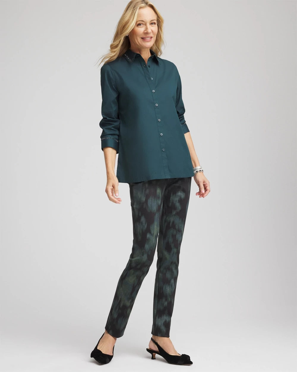 Rhinestone Embellished Poplin Tunic