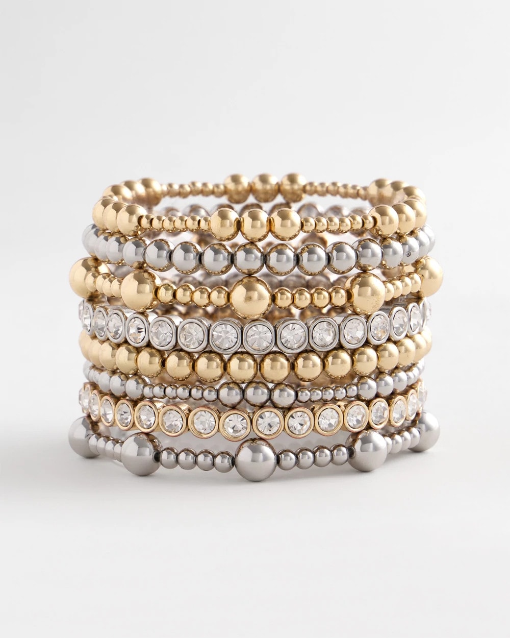 Silver-tone Medium Bead Stretch Bracelet