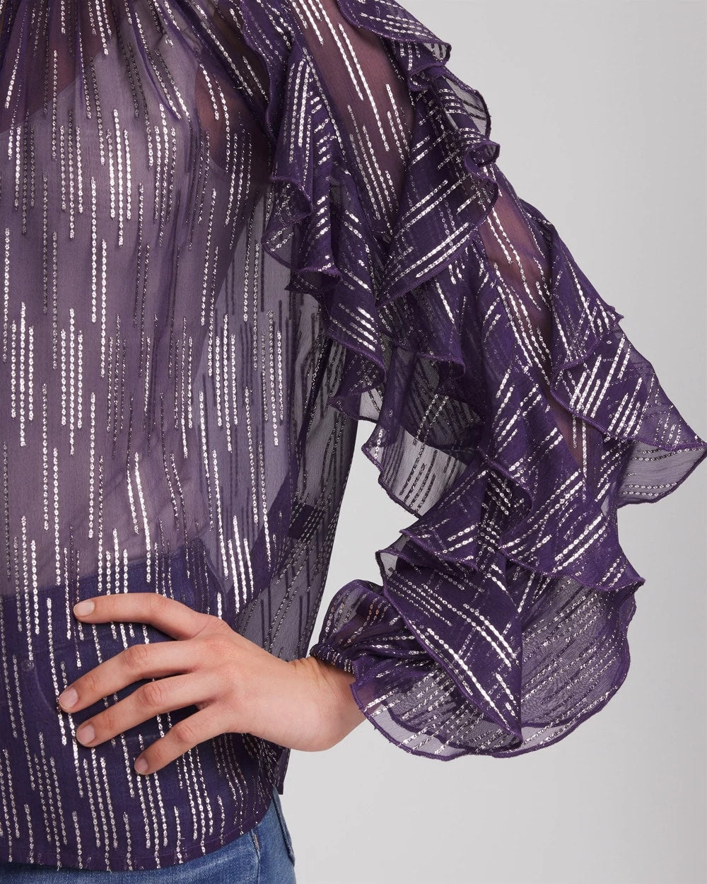 Georgette Ruffle Sleeve Blouse