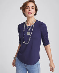 Ruched Sleeve Knit Tee