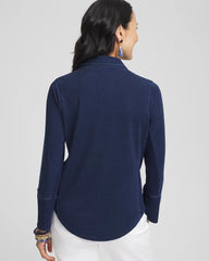 Collared Henley Denim Top
