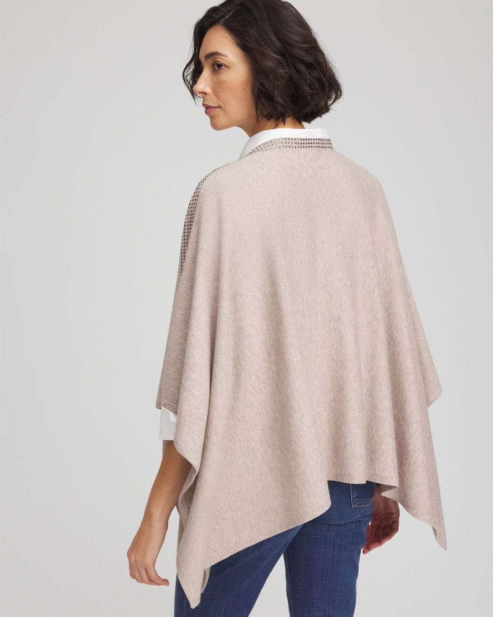 Rhinestone Embellished Poncho