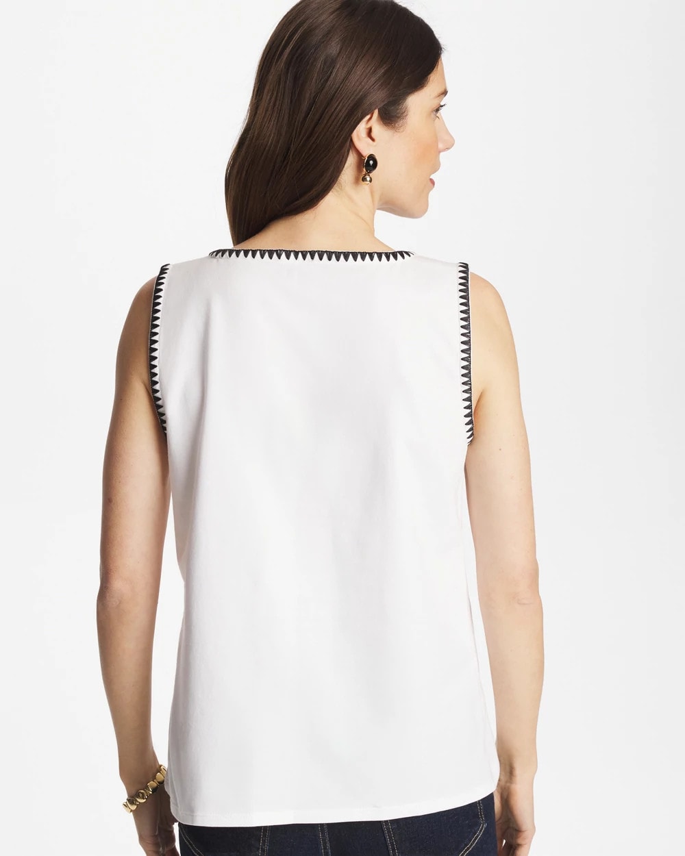 Pima Blanket Stitch Square Neck Tank
