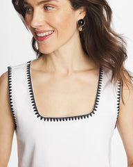 Pima Blanket Stitch Square Neck Tank