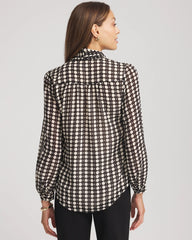 Clip-Dot Tie-Front Blouse