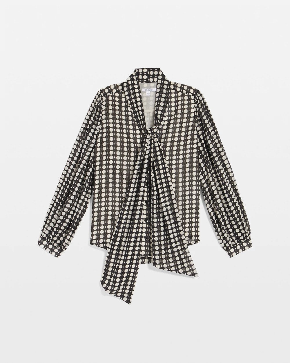 Clip-Dot Tie-Front Blouse
