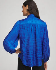 Jacquard Tie-Front Blouse