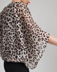 Travelers™ Animal-Print Bubble-Hem Chiffon Blouse