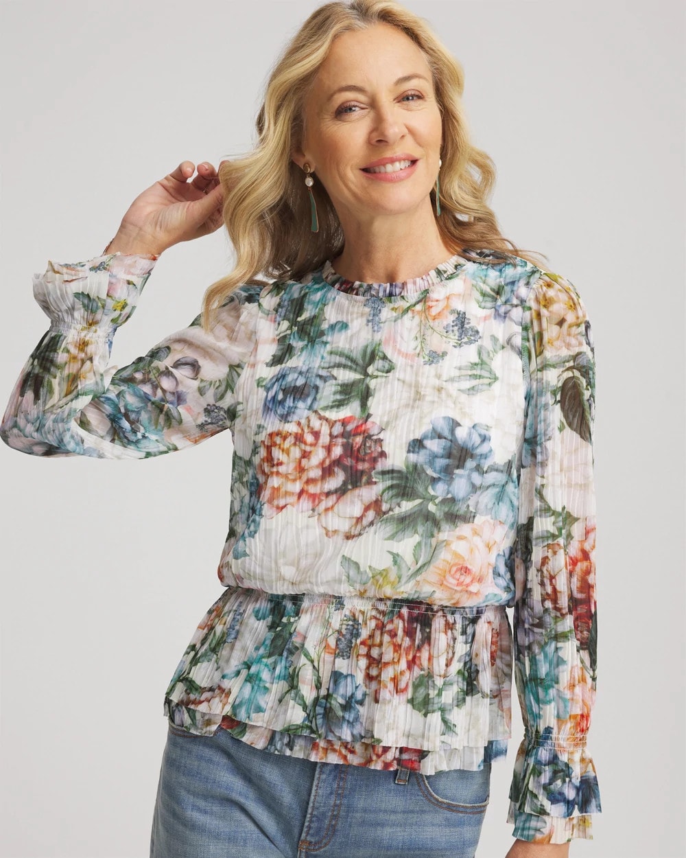 Rose Print Crinkle Top