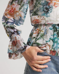 Rose Print Crinkle Top