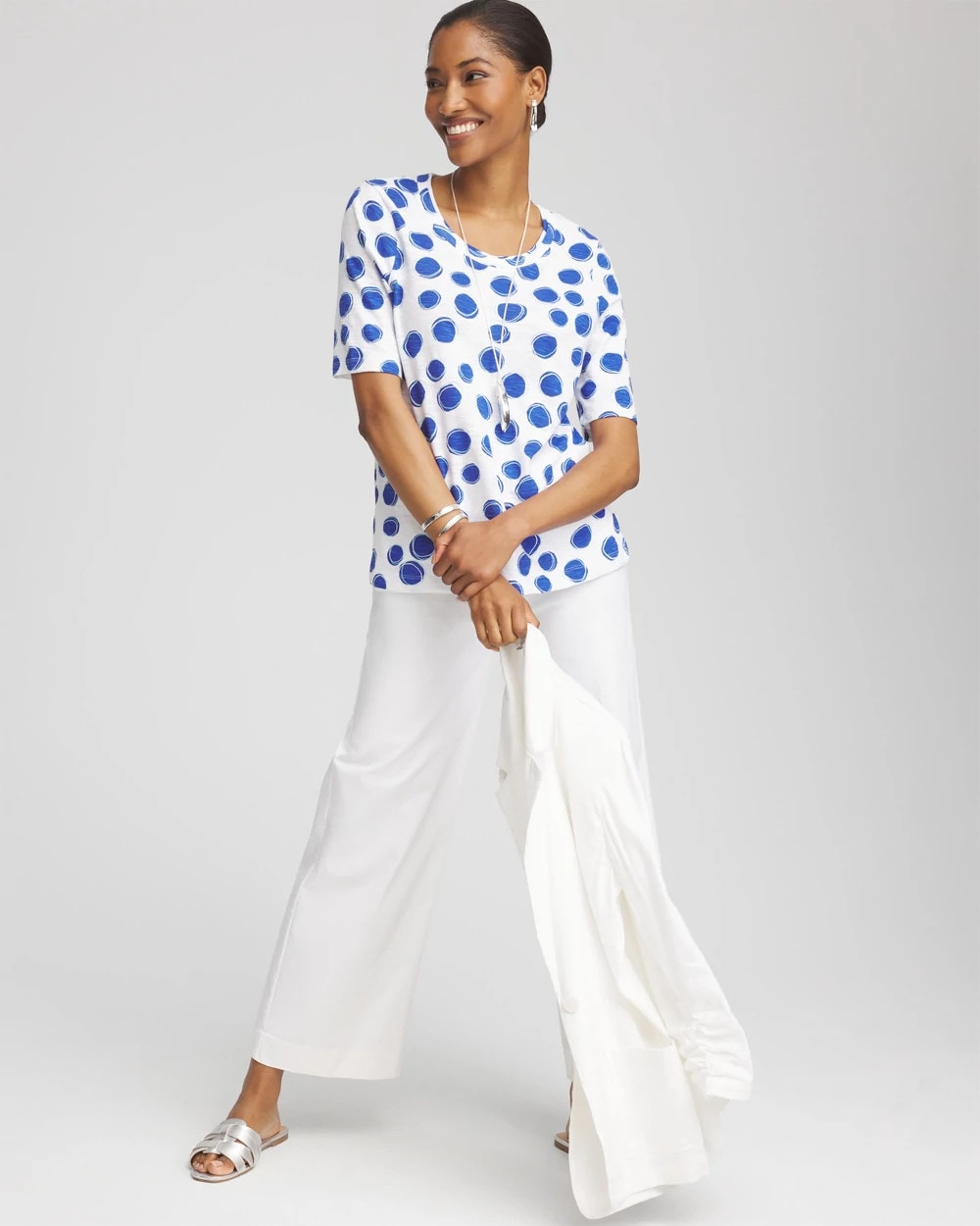 Polka-Dot Slub Short Sleeve Tee