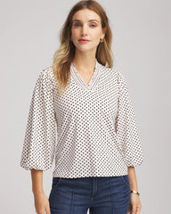 Bubble-Sleeve Smocked Top