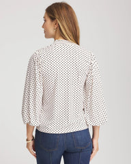 Bubble-Sleeve Smocked Top