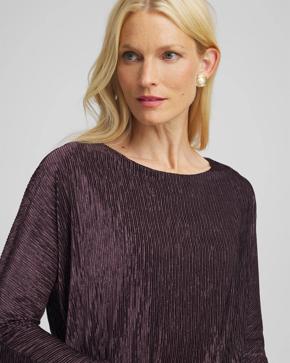 Crinkle Velvet Banded-Bottom Top