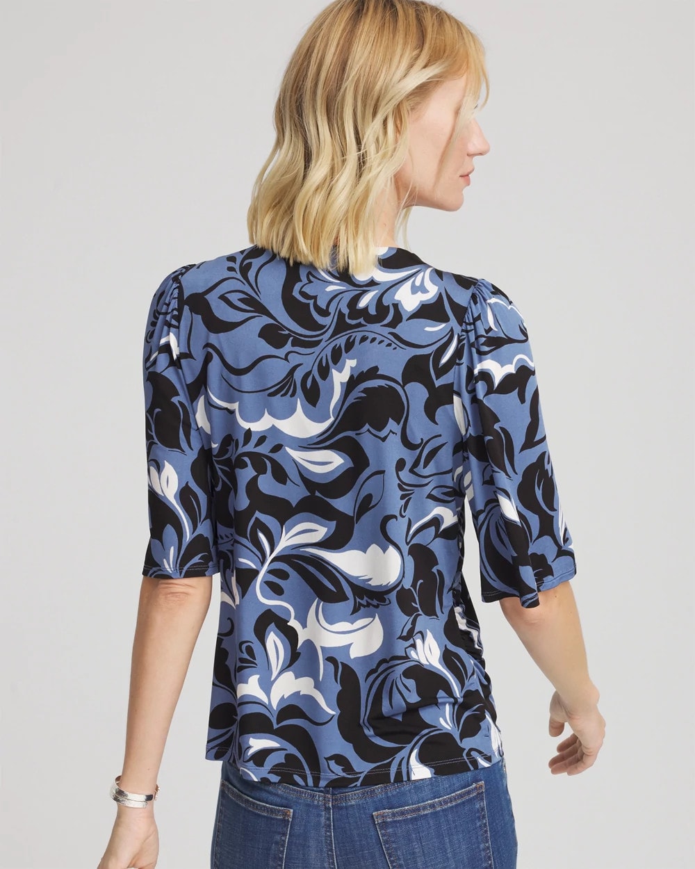 Stretch-Knit Flutter-Sleeve Tee
