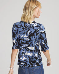 Stretch-Knit Flutter-Sleeve Tee