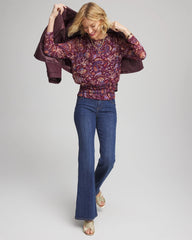 Paisley Textured Banded-Hem Top