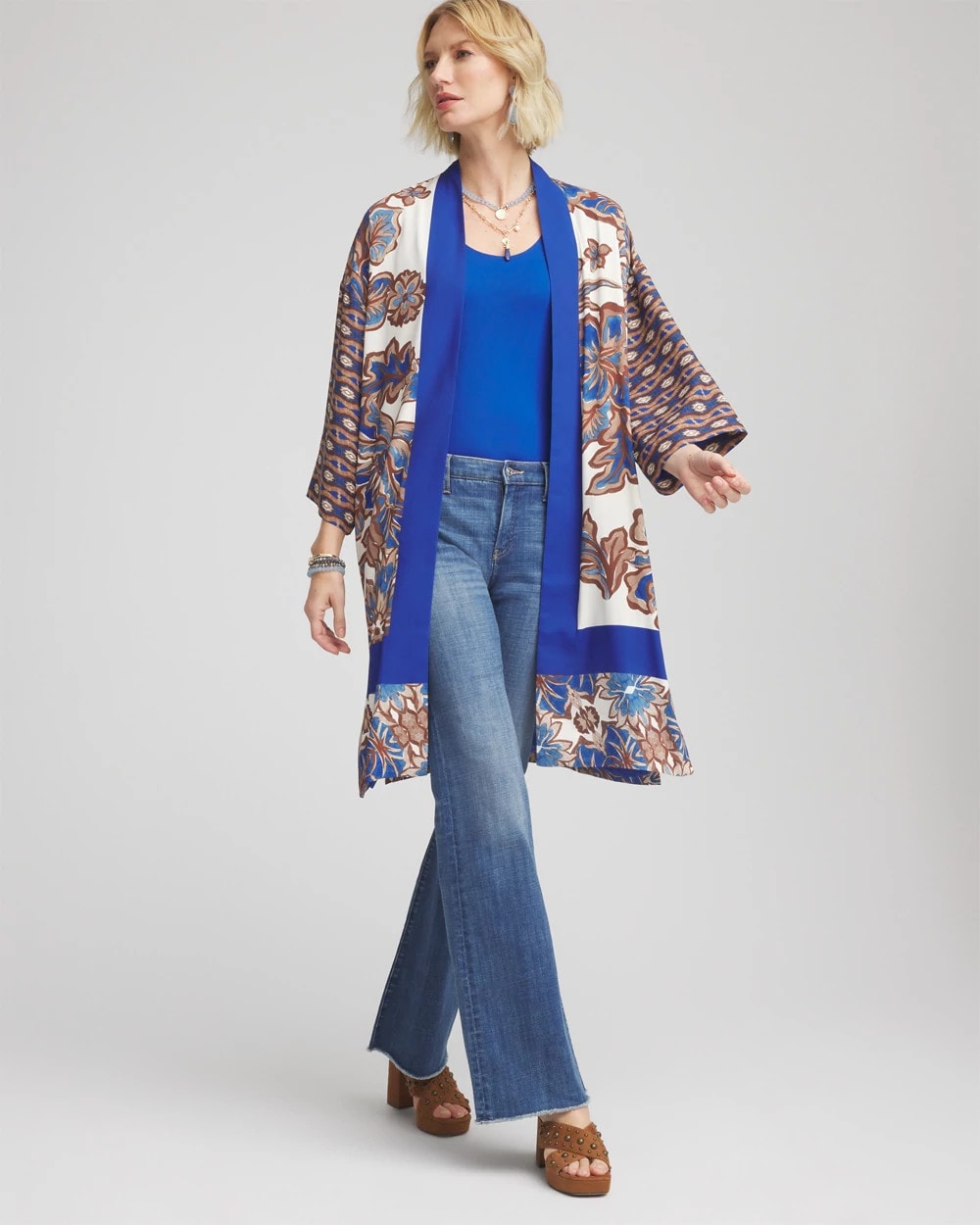 Crepe Long Printed Kimono