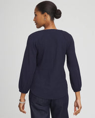 Textured Raglan V-Neck Top