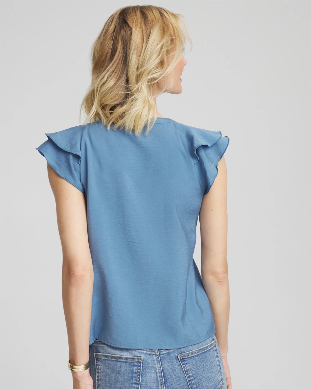 Crepe Ruffle-Trim Blouse