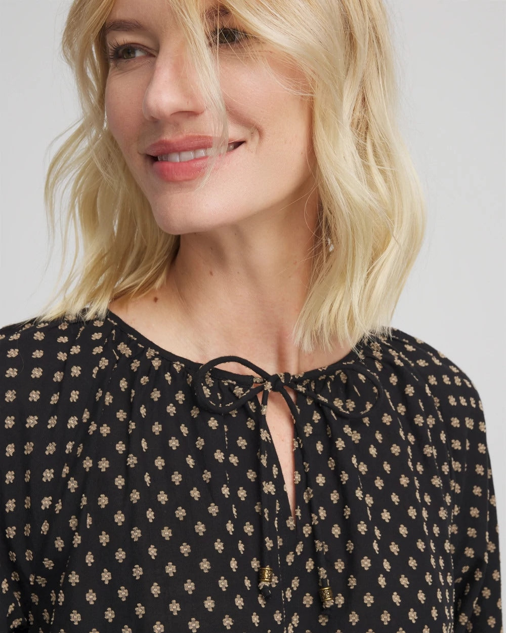Floral Print Tie-Neck Top