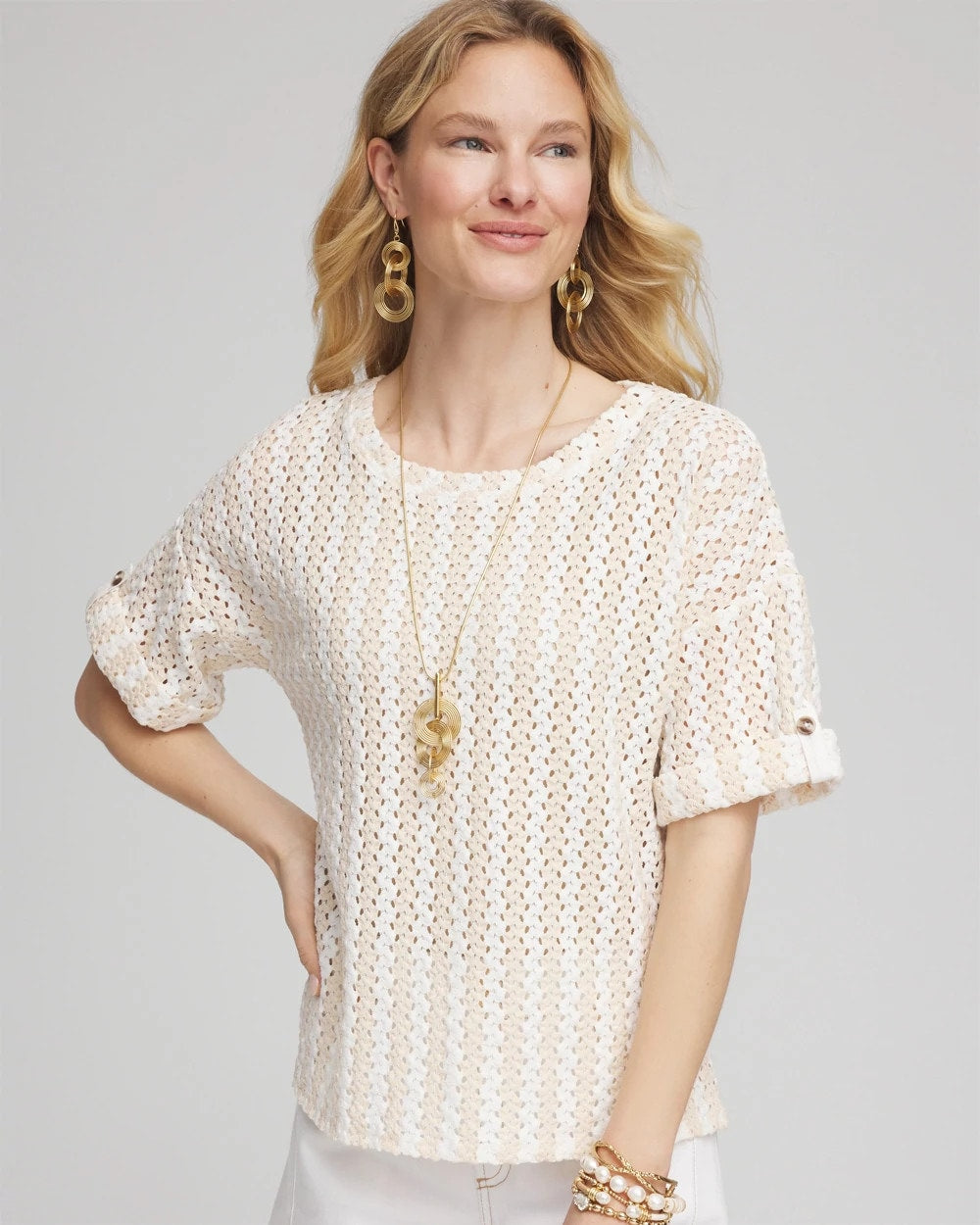 Textured Roll Cuff Tee