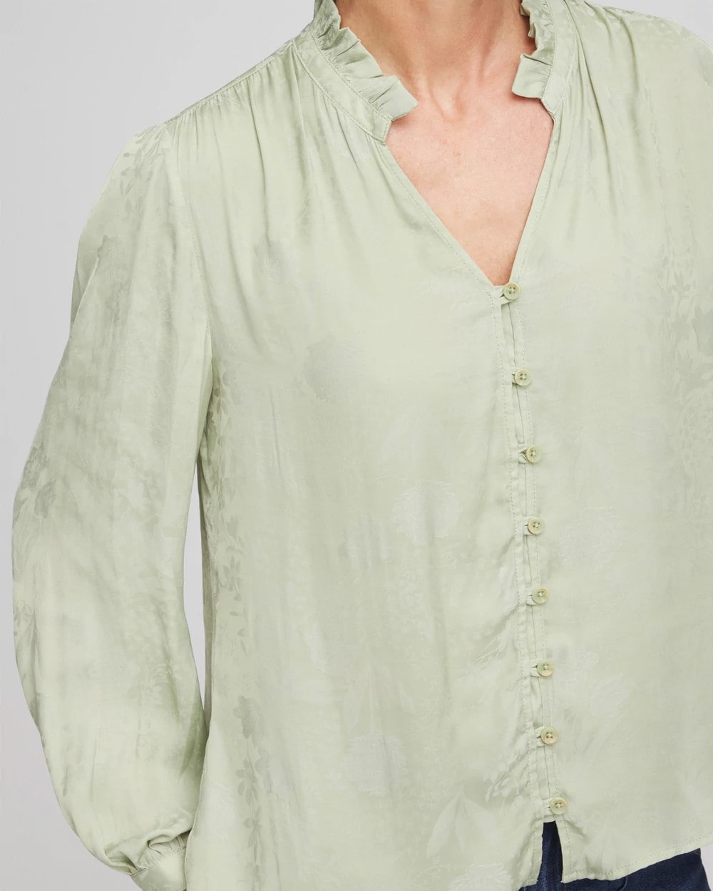 Jacquard Georgette Peasant Blouse
