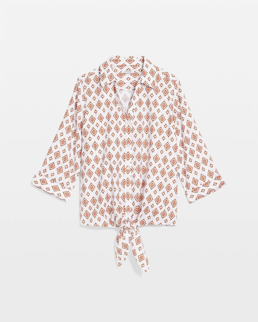No Iron™ Tie-Front Geo-Print Shirt