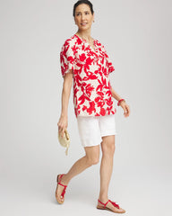 Floral Linen Popover Shirt