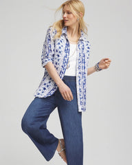 No Iron™ Star Print Linen Shirt