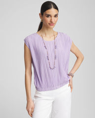 Pleated Bubble-Hem Tee