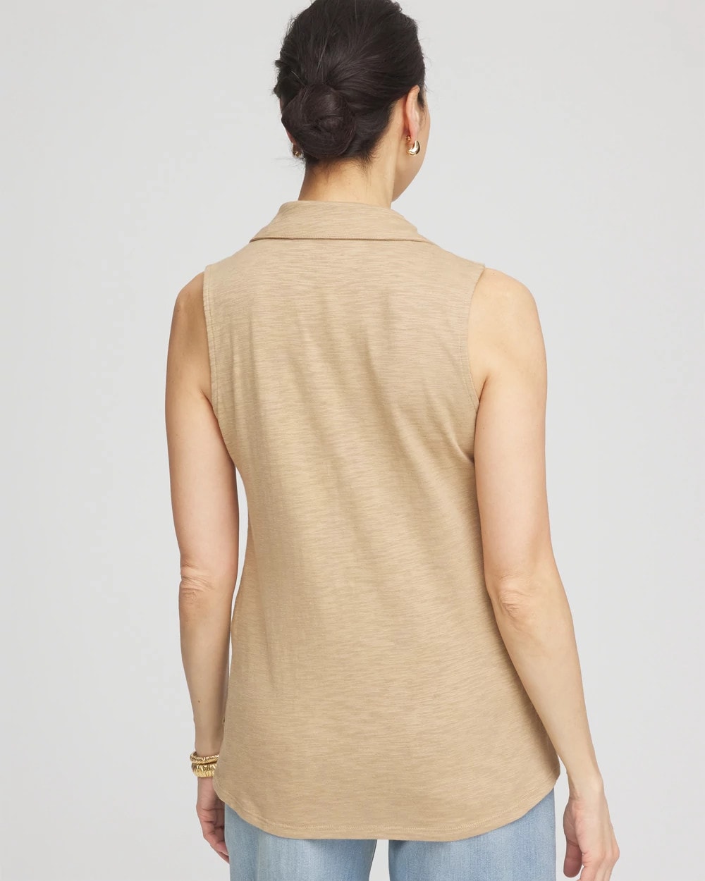 Slub Sleeveless Collared Tunic