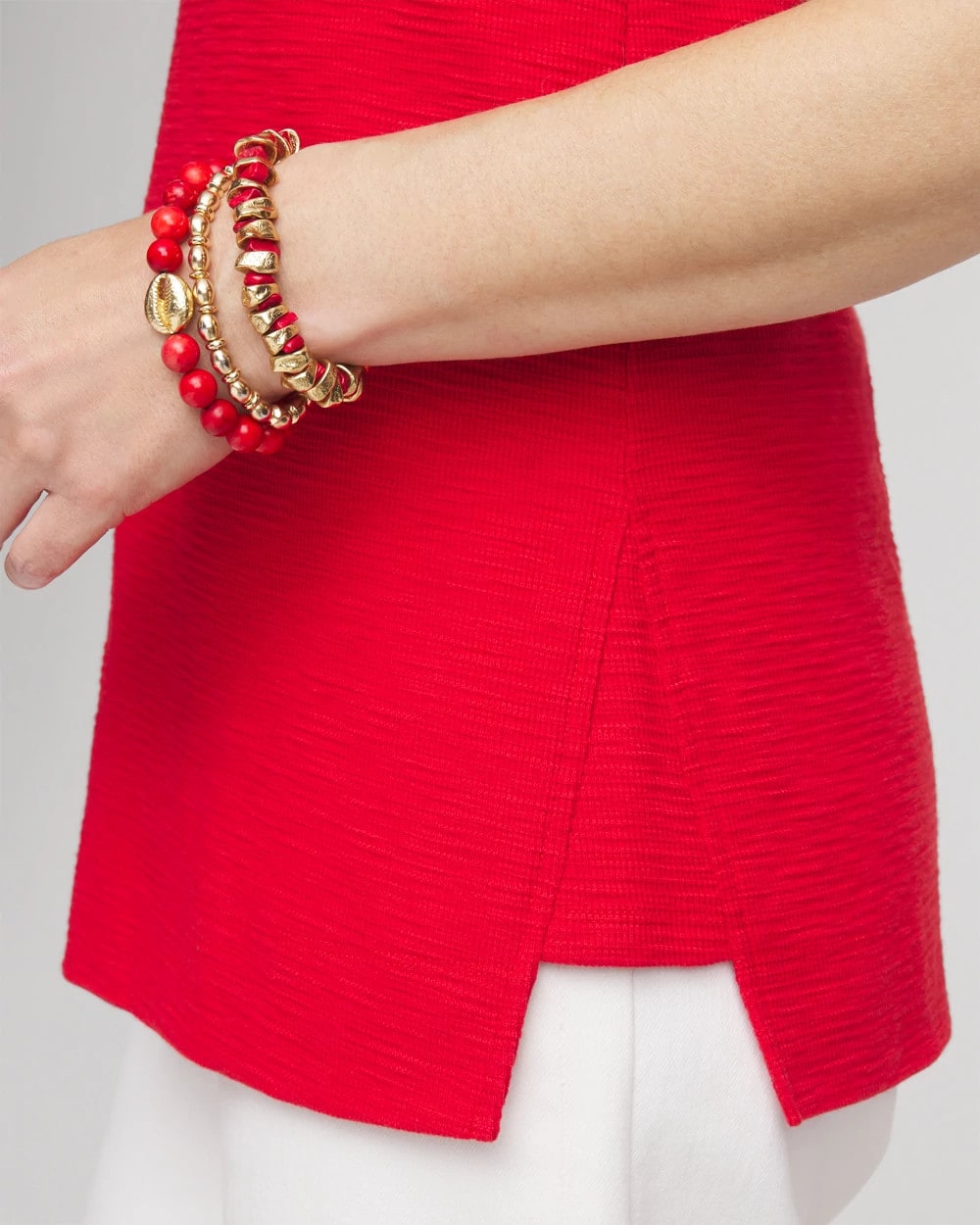 Textured Sleeveless V-Neck Tunic