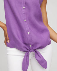 No Iron™ Linen Tie-Front Sleeveless Shirt