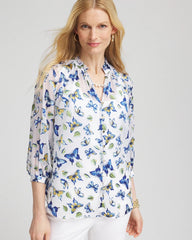 Ruffle Collar Butterfly Burnout Blouse