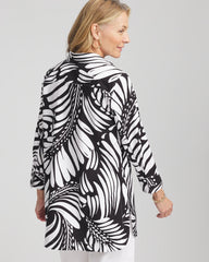 No Iron™ Printed Palms Button Down Tunic