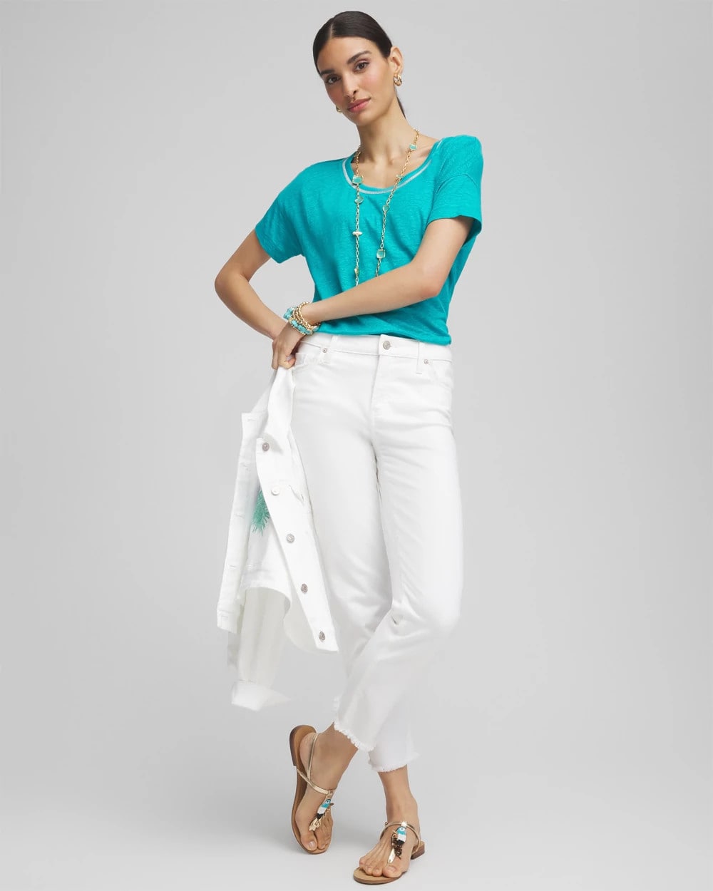 Sweater Trim Linen Tee