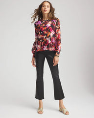 Printed Chiffon Peplum Top