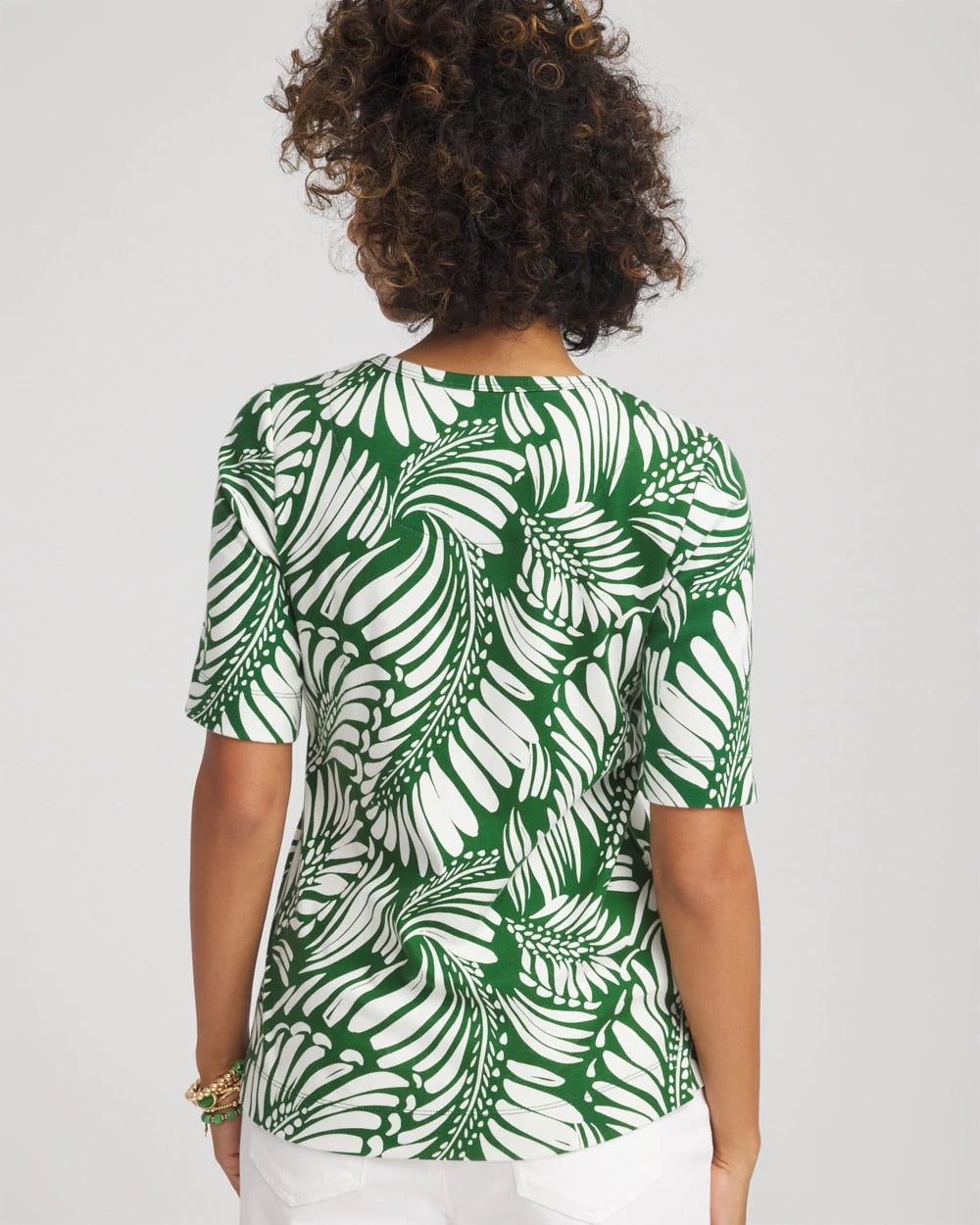 Palm-Frond-Motif Classic-Fit Pima Tee